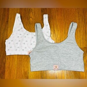 Danskin Girls 2-Pack Training Bras – Size S – Gray & White with Pastel Print